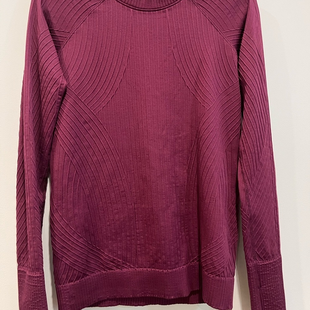 Lululemon: Ribbed Long Sleeve Top in Deep Pink/maroon